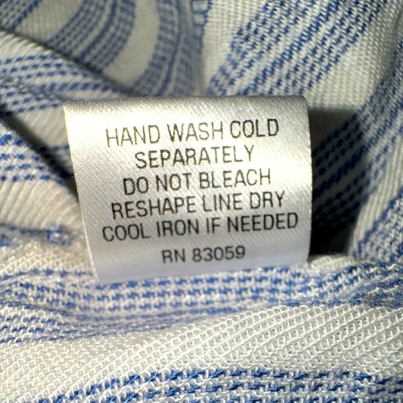 Anthropologie DREW Stripe Tiered Bell/Flutter Sleeves Blouse Women's Size M Blue - Picture 10 of 10